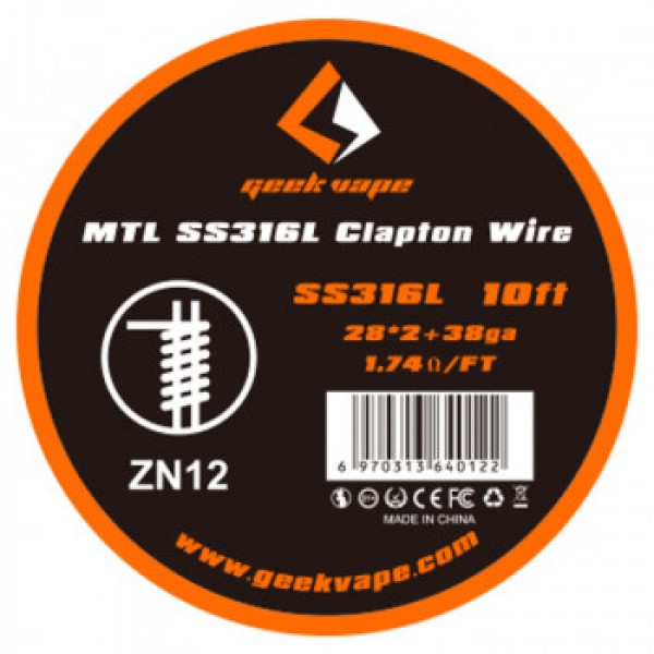 GeekVape MTL Wickeldraht SS316L Clapton 28GAx2 + 38GA 3 Meter ZN12